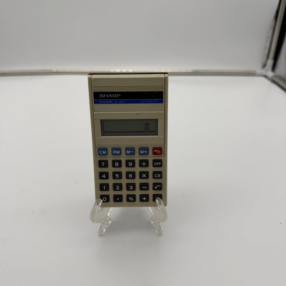 Sharp Elsi Mate EL-230 Vintage Handheld Calculator 8-Digit LCD Made in Japan